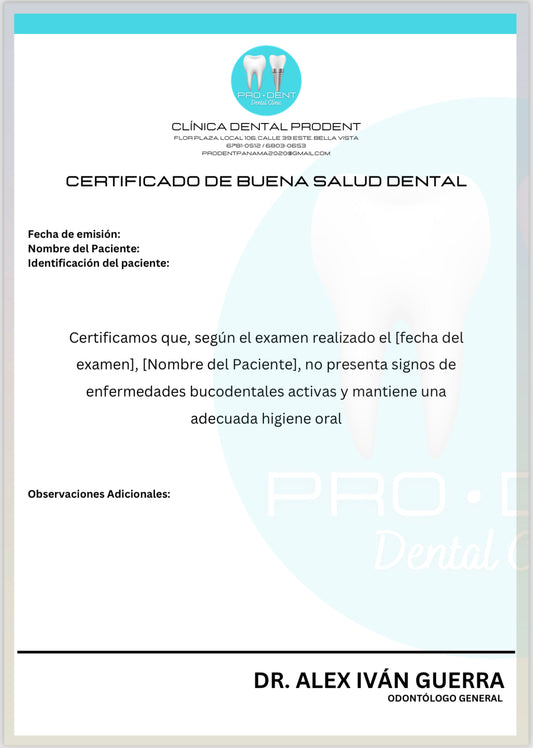 Certificado de Buena Salud Bucal